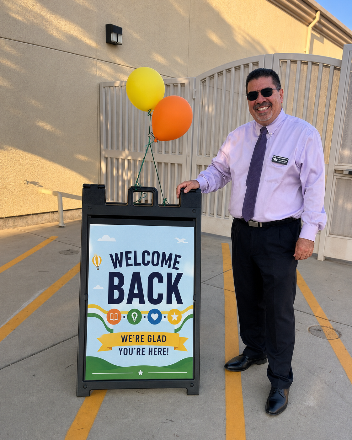 Dr. Jaramillo welcoming students and staff back to school